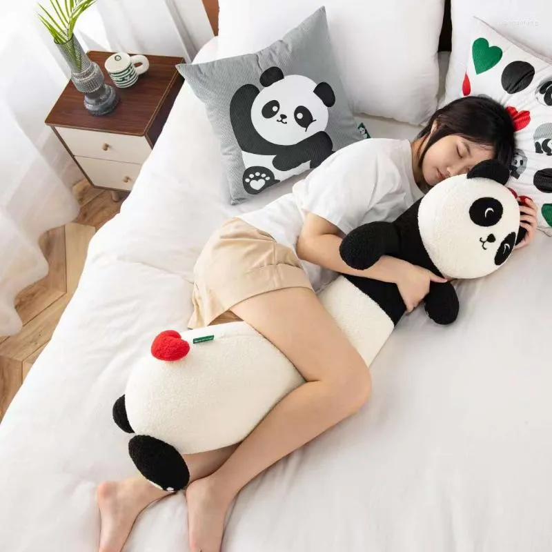 Kissen 110x28cm Niedlicher Panda Plüsch zum Schlafen und Beinstütze Weiches langes Schlafsofa Kuscheltier Mädchen