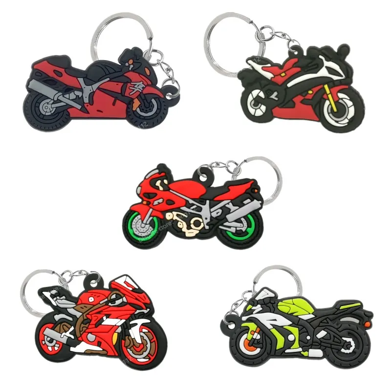 1PCS PVC Keychain Cartoon motorcycle Key Ring fashion Key Holder fit men women keys trinkets accessories Jewelry Decoration Fashion JewelryKey Chains Jewelry