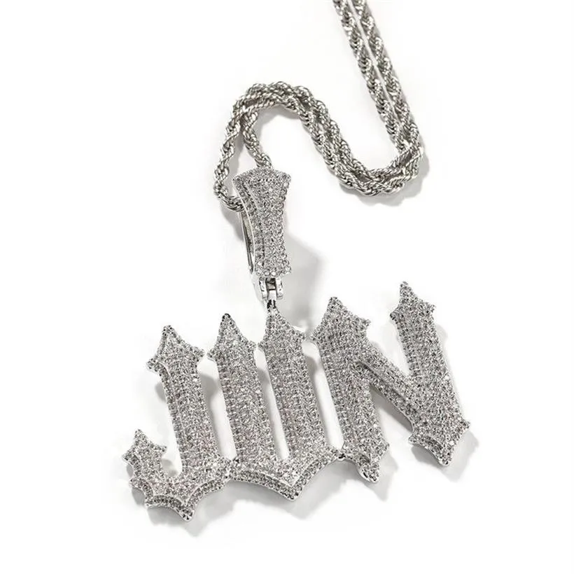 Hip Hop diamant lettre pendentif collier nom personnalisé pendentifs or argent plaqué hommes Bling bijoux cadeau 260l