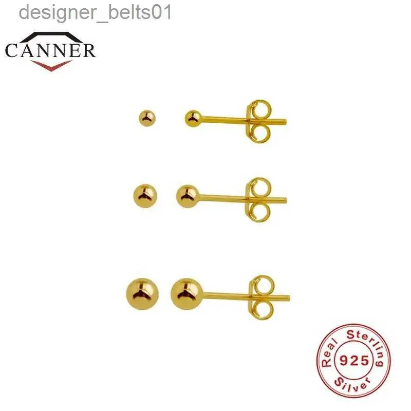 Stud Canner 2/3/4mm örhängen 925 Sterling Silver Gold-Plated Small Piercing Stud Earring for Women Fashion Jewelry Accessories Giftl231117