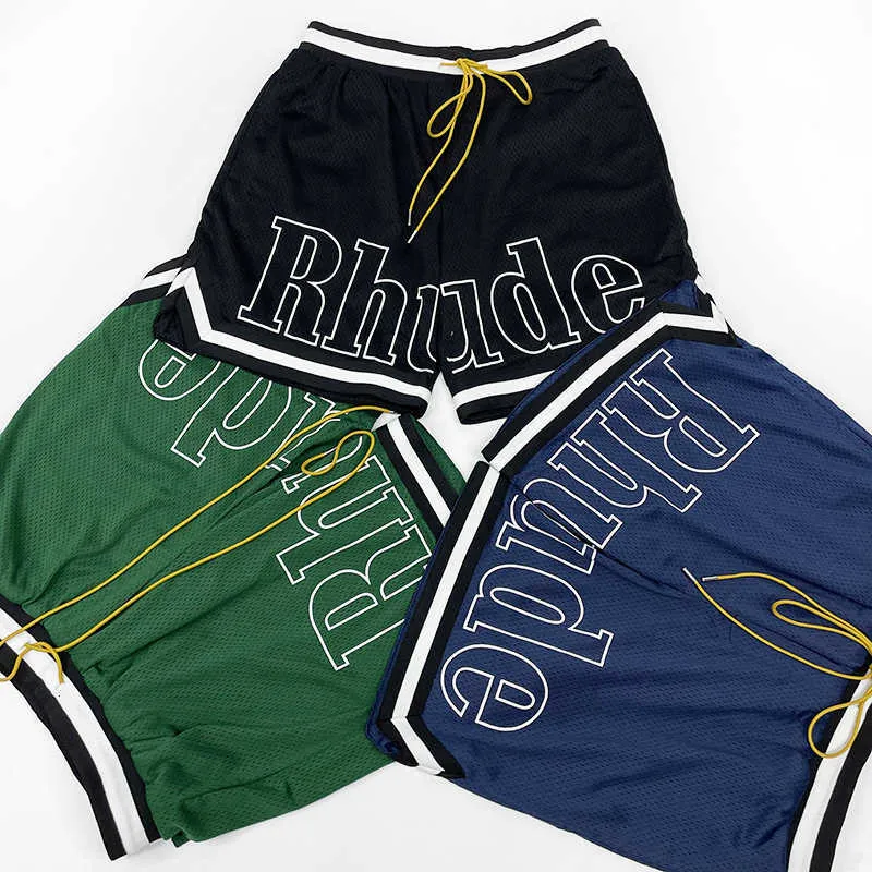 Pantaloncini da uomo Rhude Summer Designer pantaloni da spiaggia Valuta Buster pantaloncini stampati in rete pannelli in tessuto alla moda allentati traspiranti sportivi con coulisse basket