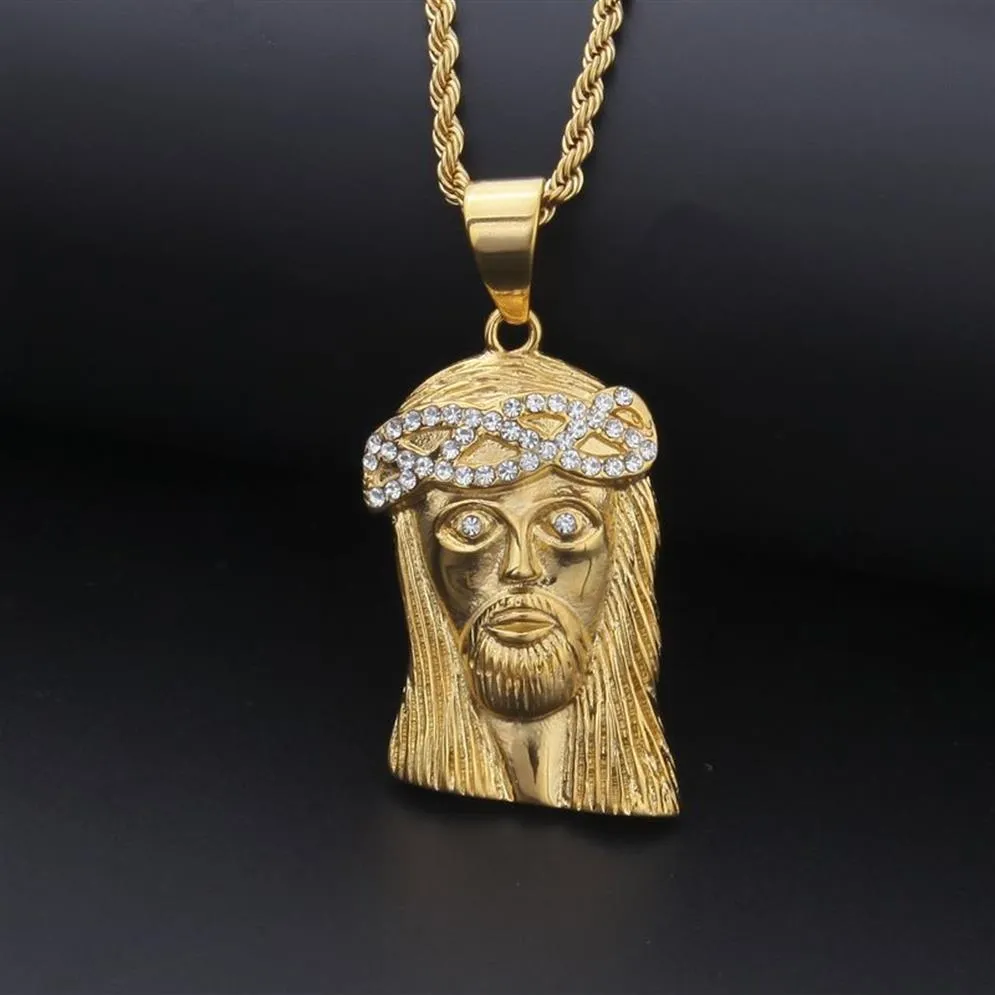 Herren Hip Hop Halskette Schmuck Mode Edelstahl JESUS Stück Anhänger Halskette Hohe Qualität Gold Necklace216o