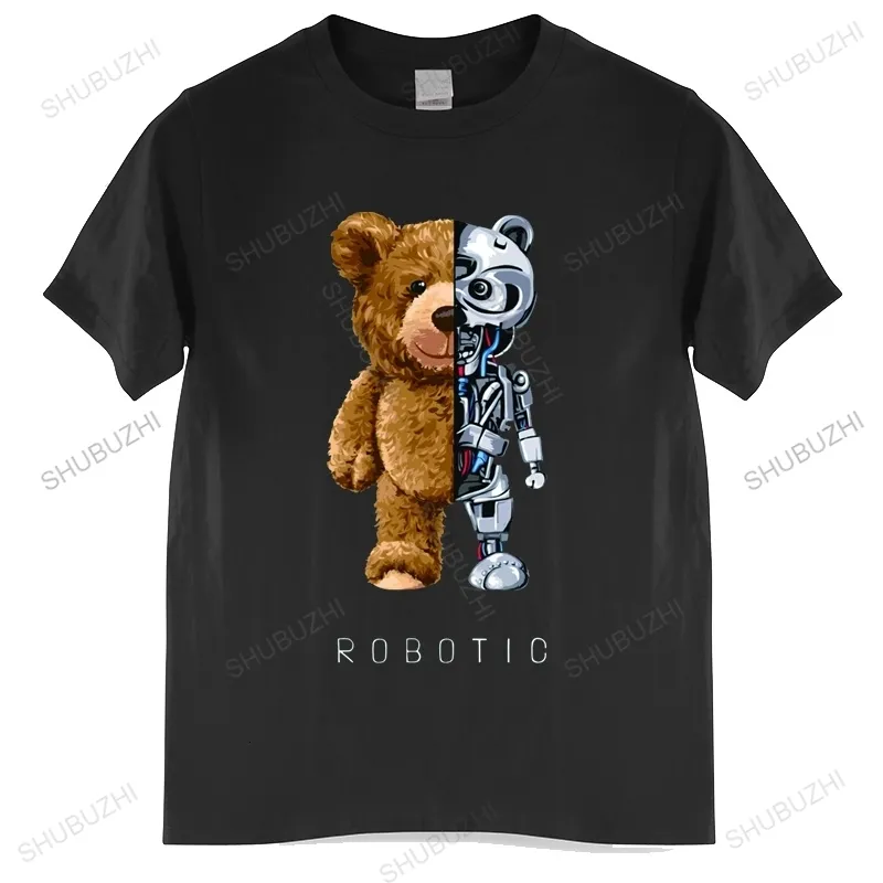 T-shirts pour hommes drôle ours en peluche robot t-shirt chemise robotique vêtements décontractés hommes vêtements de mode coton t-shirt t-shirt top 230417