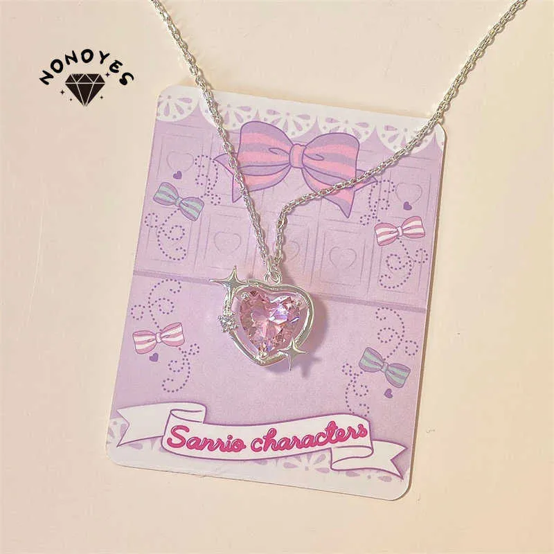 Colares pendentes Moda de pêssego Água de água Pingente Jóia Pingente Jóia Rosa Cristal Garota Doce Cool Chain Chain Acessórios Y2K Acessórios Z0417