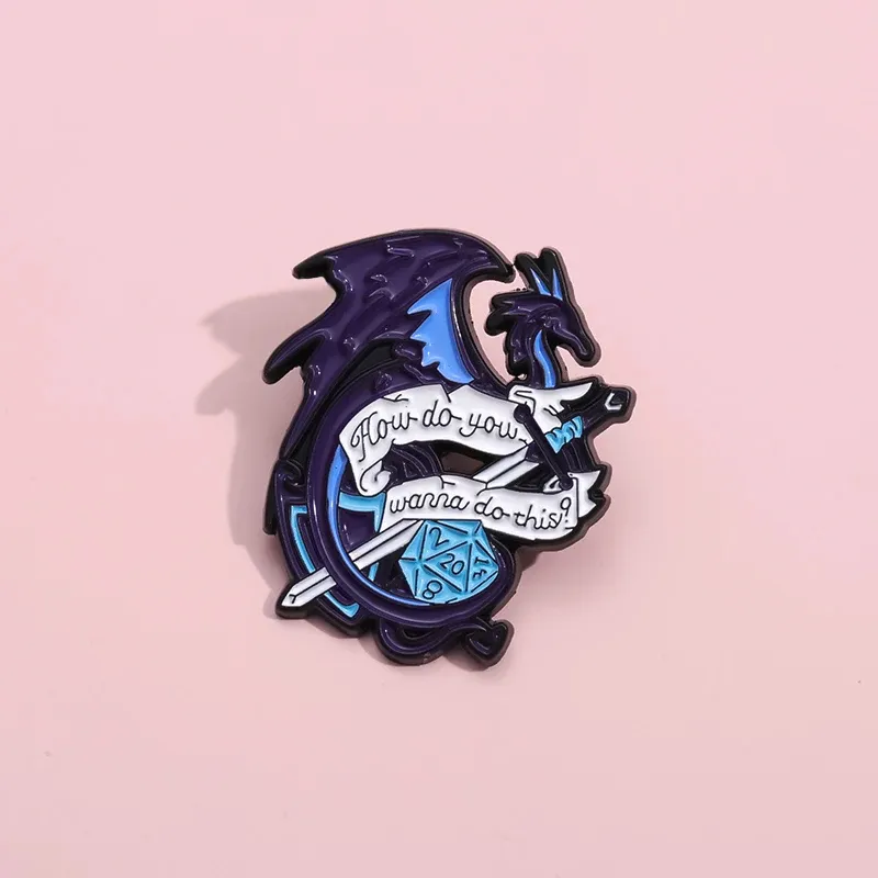 Emblema do jogo do anime do pino do esmalte do dragão azul serpentino
