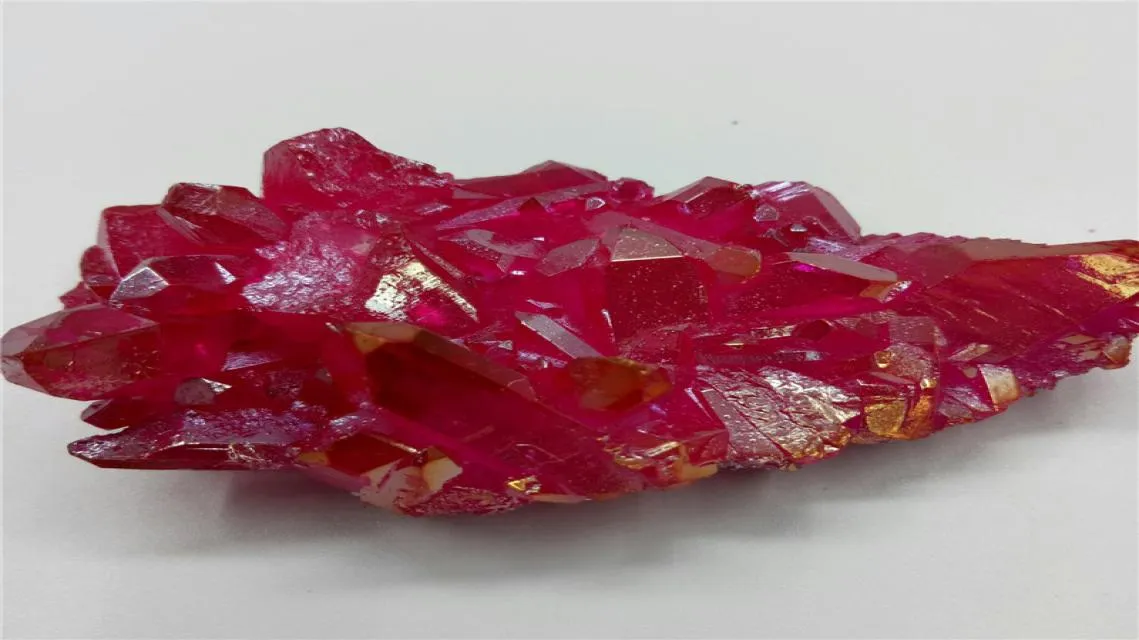 68 gram natuurlijk kwartskristal cluster rose rode engel aura cluster specimen genezing uitgehard voor decoratie3284389