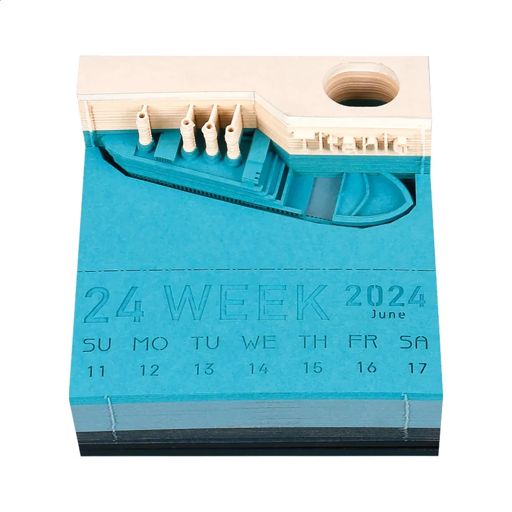 Calendario Omoshiroi Block 2024 Bloc De Notas 3D Sakura Temple Art Memo