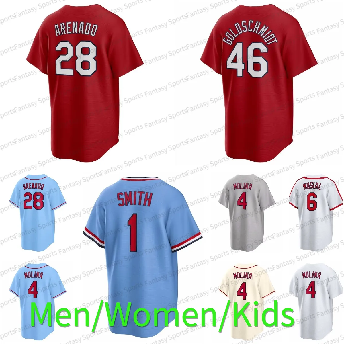 Personnalisé 4 Yadier Molina 28 Maillot Nolan Arenado 46 Paul Goldschmidt 11 Paul DeJong 1 Ozzie Smith 3 Dylan Carlson Baseball Adam Wainwright Albert Pujols Andrew Knizner