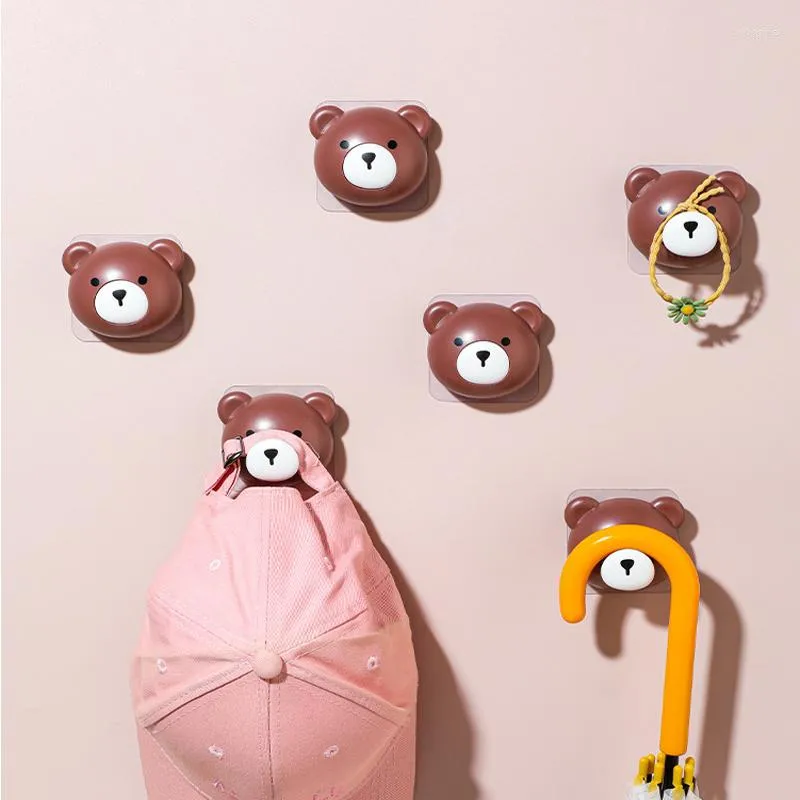 Ganchos Kawaii oso gancho de pared llavero decorativo para colgar ropa sombrero bufanda bolso percha perchas de puerta estante lindo decoración de la habitación