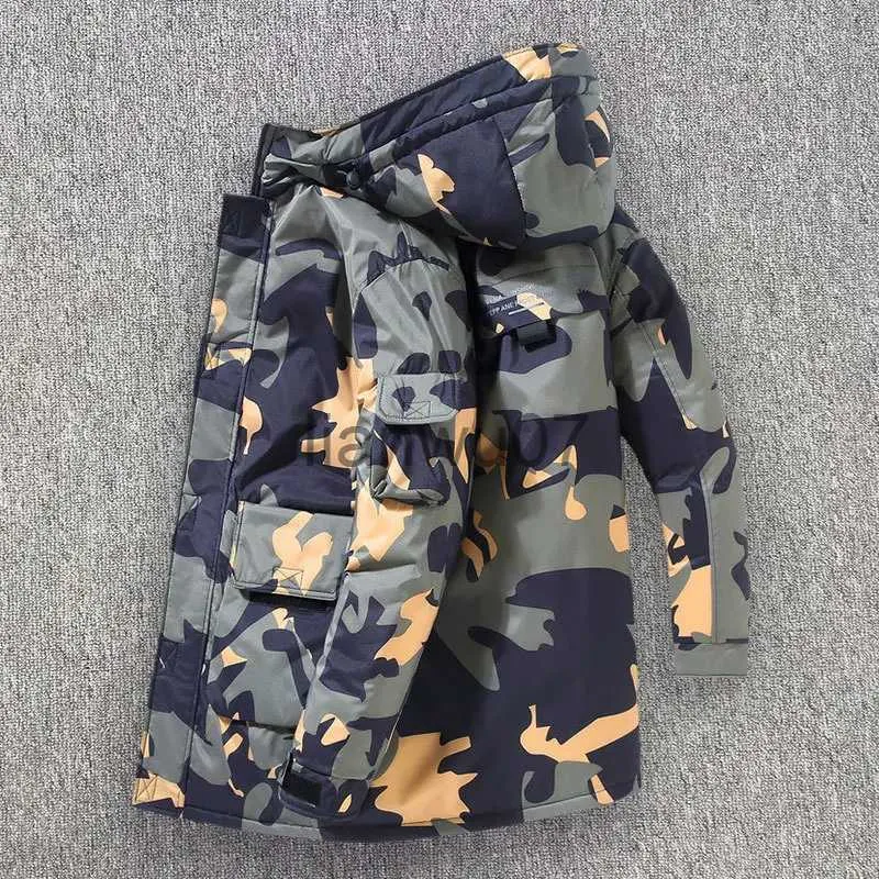 Men's Down Parkas Men's Camouflage White Duck Down Hooded Jacket Fashion Cargo Style Thick Warm Waterproof Casual Male Down Coats J231117