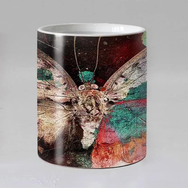Mugs 11OZ Beautiful Butterfly Magic Ceramic Mug Heat Sensitive Color Change Coffee Tea Cup Supprised Gift