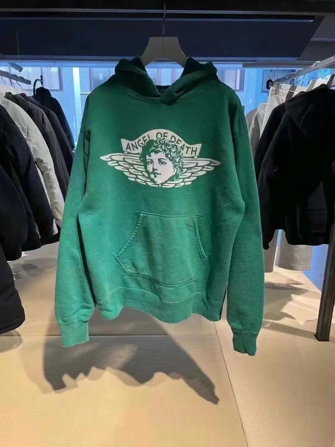 DHgate.com:Washed Green Saint Michael Angel Hoodie for Men DHgate.com:Washed Green Saint Michael Angel Hoodie for Men