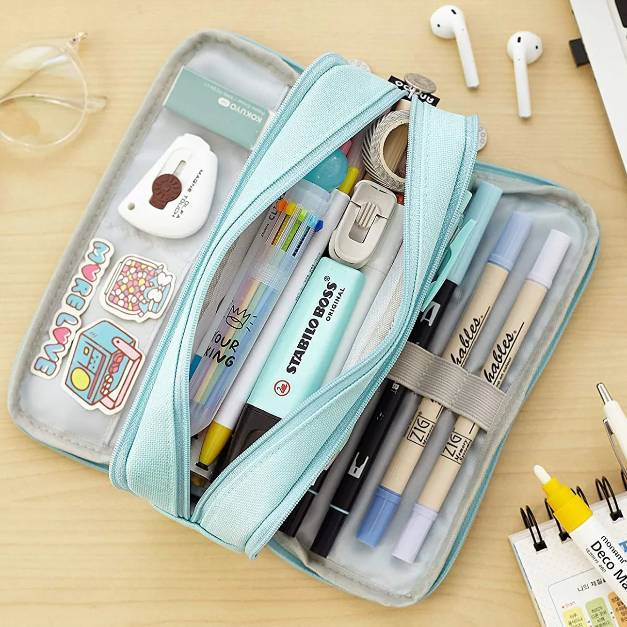 Potloodzakken Multi-layer canvas potloodtas kawaii potloodkastje schattige Koreaanse briefpapier pen hoes opbergtas voor schoolcadeau 230417