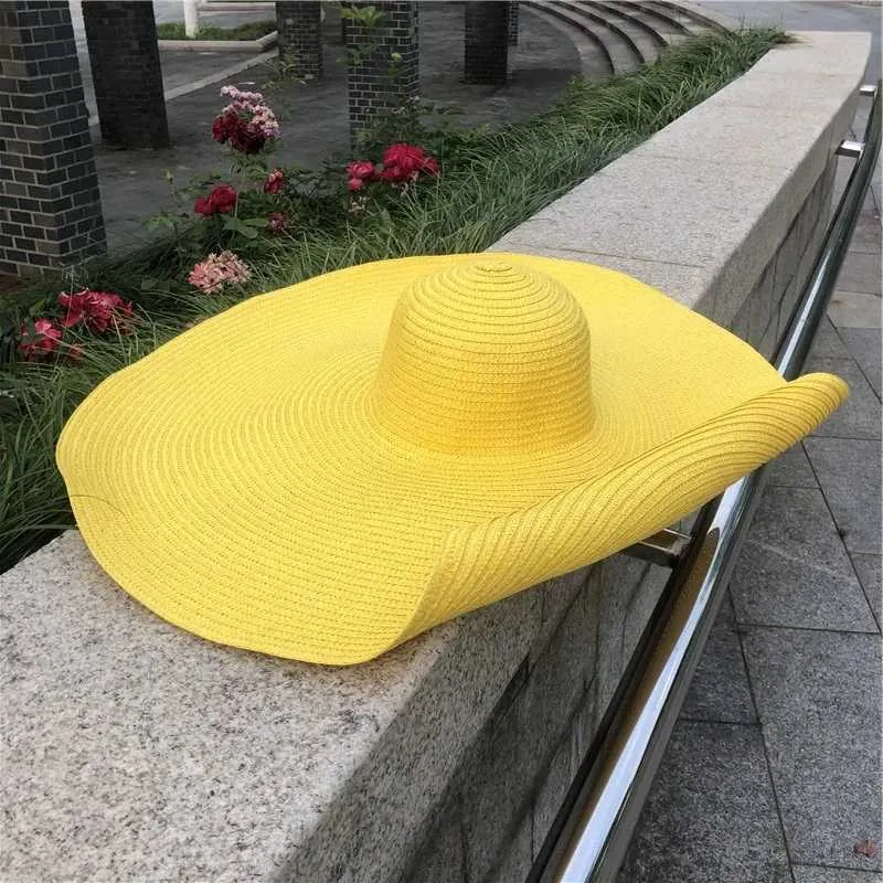 Fashion (54-58cm) 25cm Oversized Foldable Travel Beach Hats For