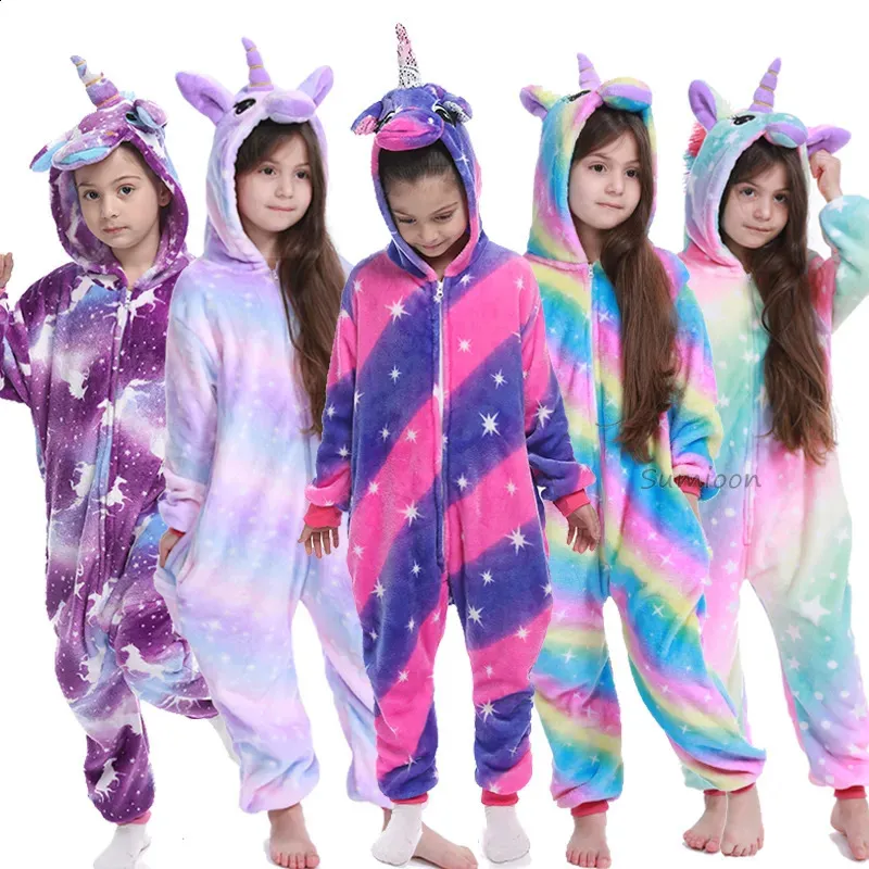 Pyjamas enfants Onesie enfants Licorne Panda pyjamas Animal dessin animé couverture dormeurs bébé Costume hiver garçons filles Licorne Jumspuit 231116