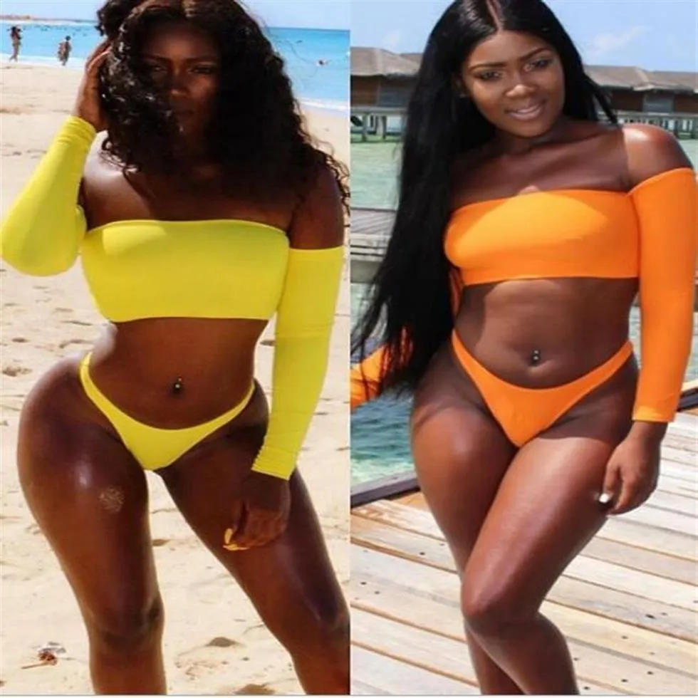 Sexy Two Piece Sleeve Bikini Set For Women Perfect For Summer Beachwear And  Swimwear Push Up Swimsuits Bat228V From Qjcpbs, $19.6