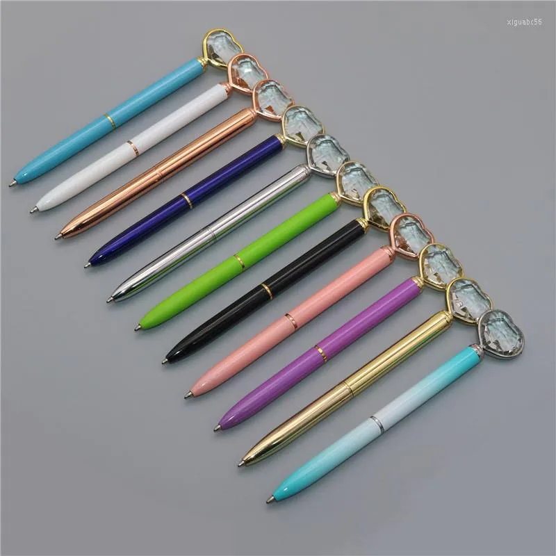 Kawaii cristal stylo à bille mode fille coeur forme grand diamant métal matériel Escolar Bolis Escolares nouveauté école