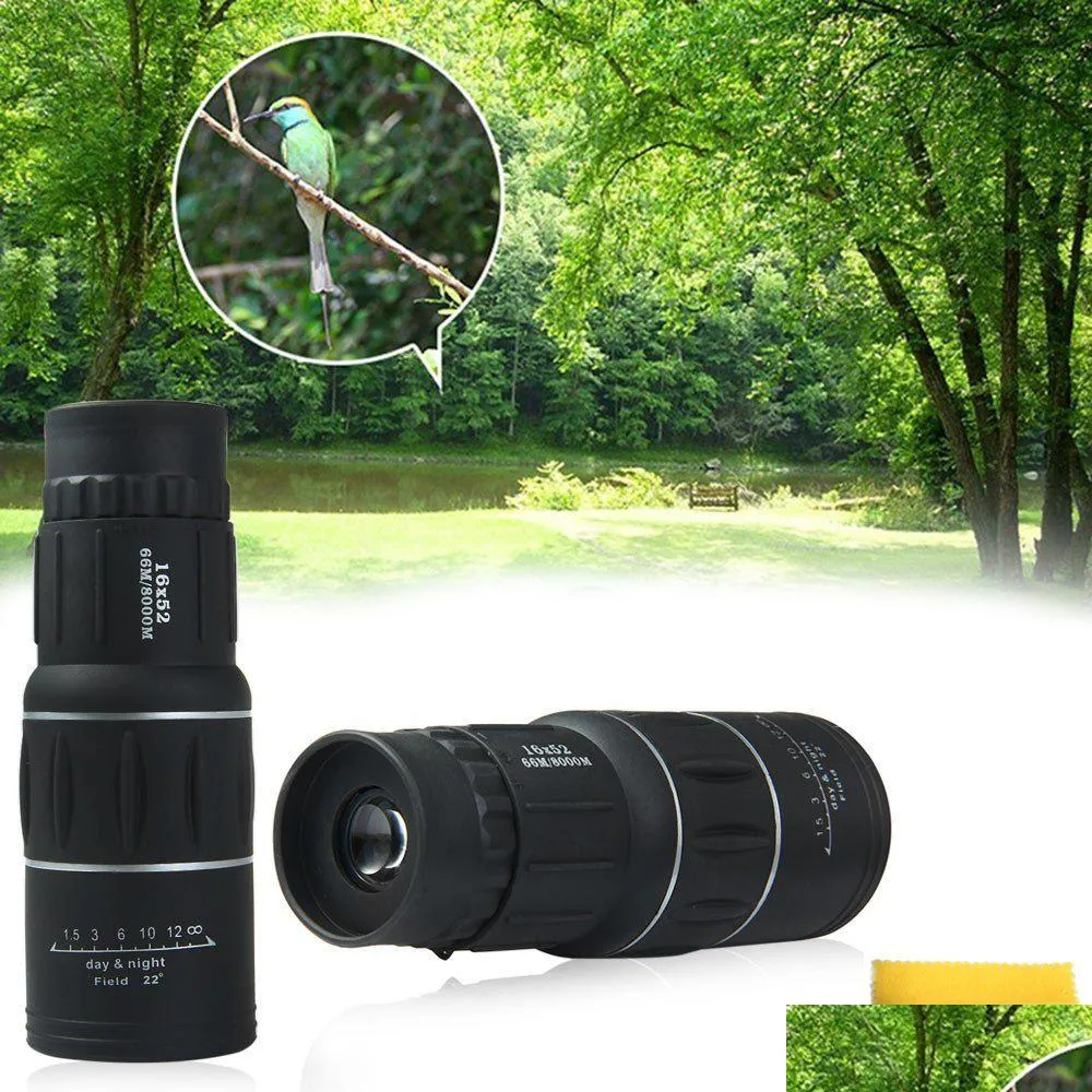 Teleskop dürbünleri x 16 52 Çift Focus Monokar Teleskop Zoom Optik Lens Binokarlar Kapsam Kaplama Lensler Day Vis Drop Del Dhwuf