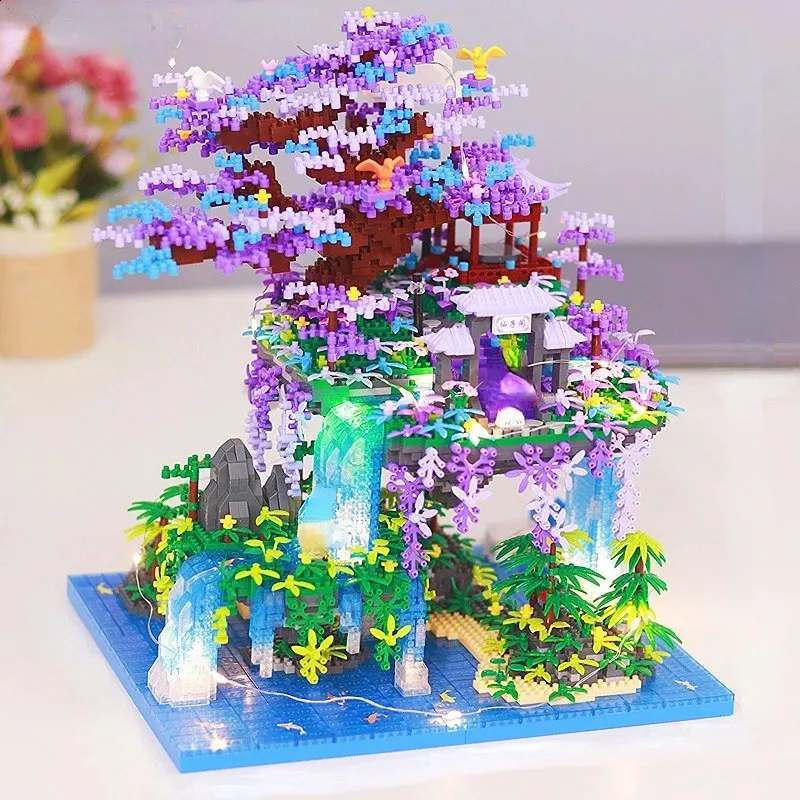 Outros brinquedos 4574pcs Guanghan Fairy Pavilion Building Blocks DIY Diamond Blocks Brinquedos Arquitetura Chinesa Tijolos Brinquedos para Meninos Meninas Presente 231116