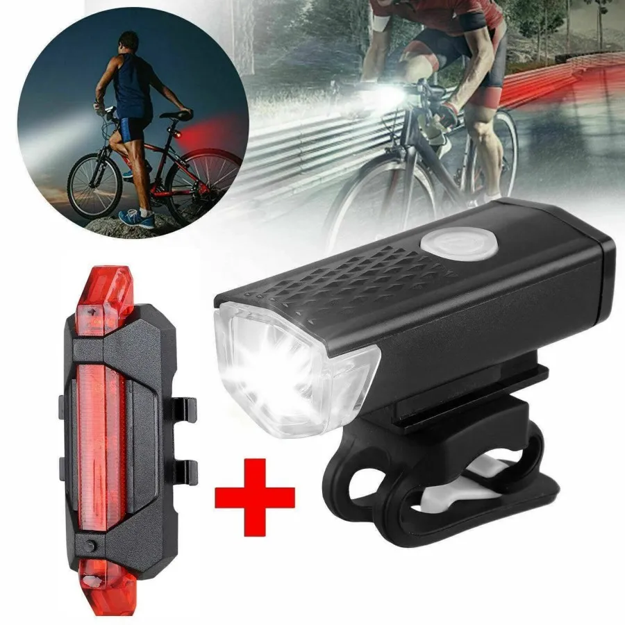 MTB Bike Front Lights USB LED uppladdningsbar vattentät mountainbike strålkastare cykel säkerhet VARNING Ljus cykeltillbehör