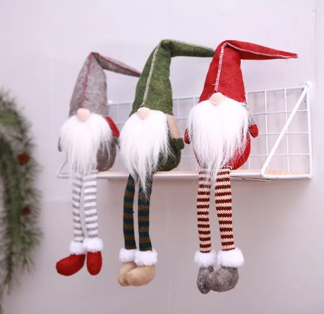 Figurine di Natale svedesi con gambe appese Gnomo di Natale fatto a mano Bambola di peluche senza volto per ornamenti Regali Decorazione di Natale per bambini HH717298930495