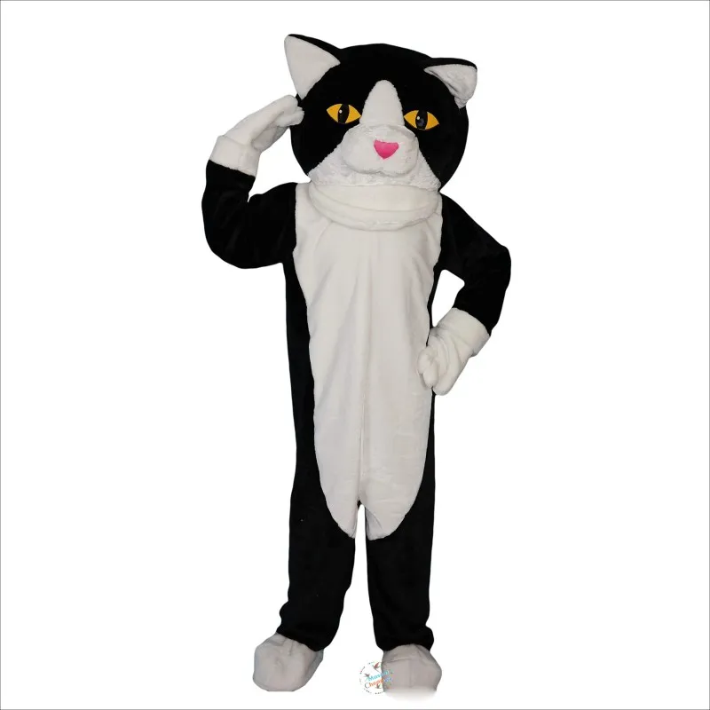 2024 Halloween preto e branco gato mascote traje coelhinho da páscoa traje de pelúcia tema fantasia vestido publicidade festa de aniversário traje outfit