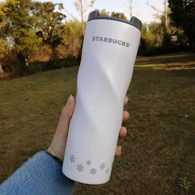 Starbucks Spiral Cup Gradient Color Water Cup Large Capacity Outdoor Portable Stainless Steel Insulation Cup Luxury Designer Car Cup401-500ml