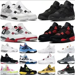 Basketball Shoes Infrared Red Thunder Lightning White  University Blue Black Cat Bred What The Trainers Sports Shoes for Men Women Jumpman 4 With Box Cool Grey