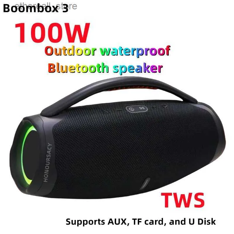 Haut-parleurs de téléphone portable 100W Portable étanche haute puissance Bluetooth haut-parleur RGB lumière colorée caisson de basses sans fil 360 stéréo Surround TWS Boom Box Q231118