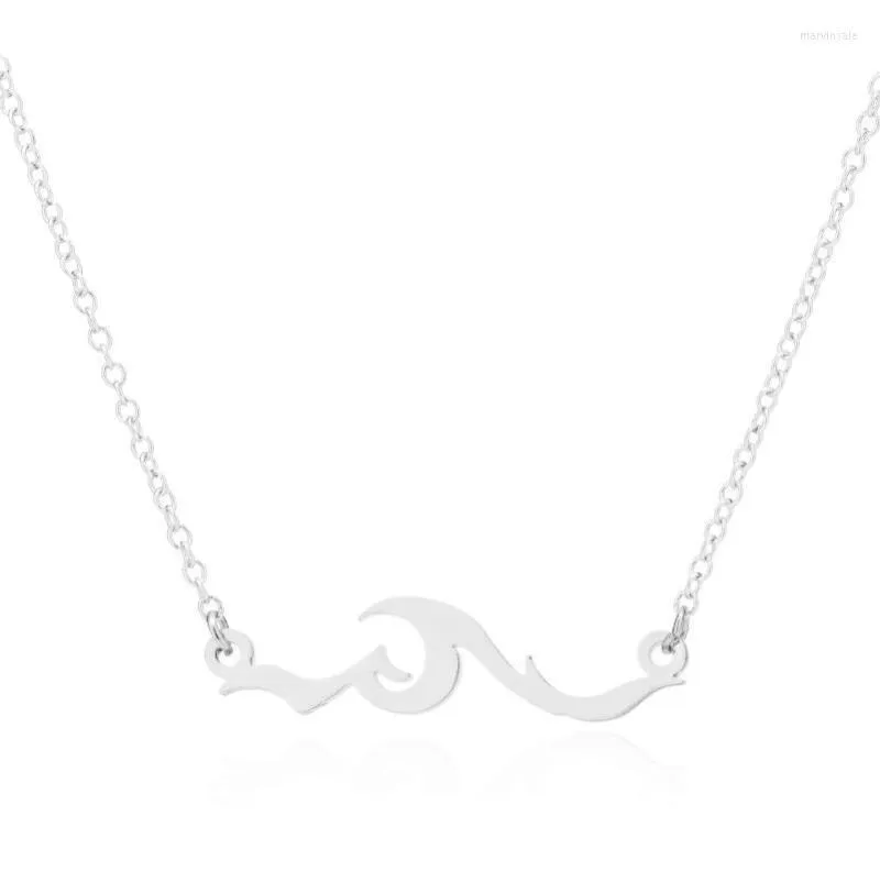 Pendant Necklaces 10PCS Ocean Sea Water Wave Shape Stainless Steel Korean Outdoor Beach Surfing Minimalist Choker Collier