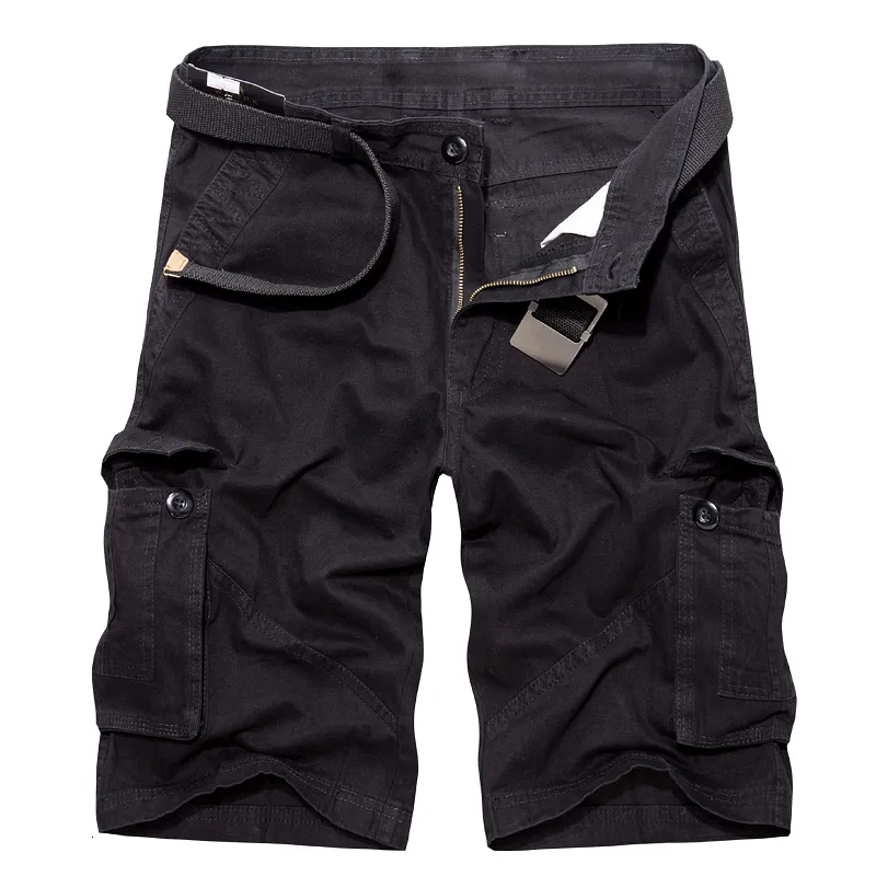 Mäns shorts släpp armé gröna last shorts män avslappnad militär mode bomullshorts homme lösa taktiska korta byxor ingen bälte 40 230417