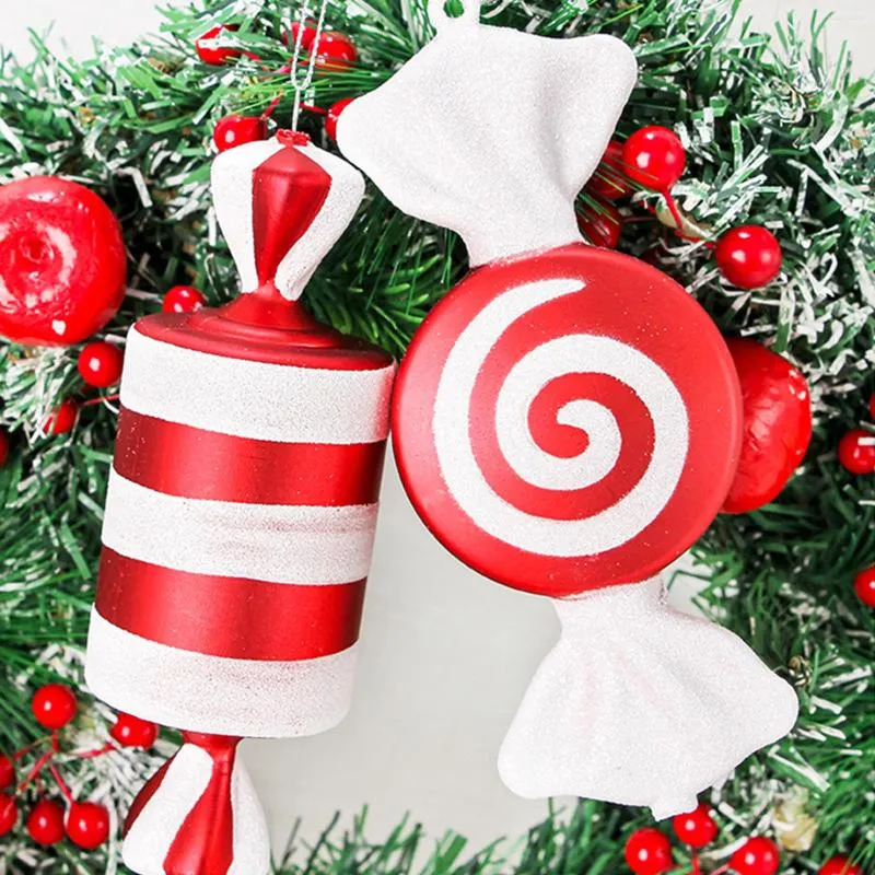 Decoração de festa fofa natal grande pingente de doces pingente lollipop bolas de árvore de natal ornamento pendurado em casa 2023 Navidad Decor