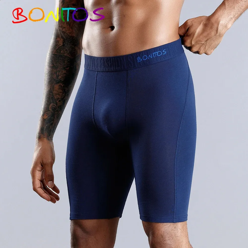 Underpants BONITOS Men Boxer Long leg Boxer Men Underwear Men Underpants Erkek Natural Cotton Sexy Boxer Shorts Top Brand Underwear Soft 231116