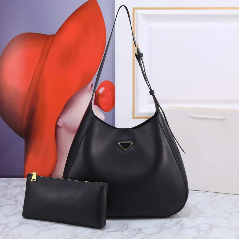 Qualité supérieure Grande capacité Sac à bandoulière noir doux fourre-tout en peau de veau Cleo Sac à bandoulière femme mode voyage sacs à provisions sac à main de luxe avec portefeuilles