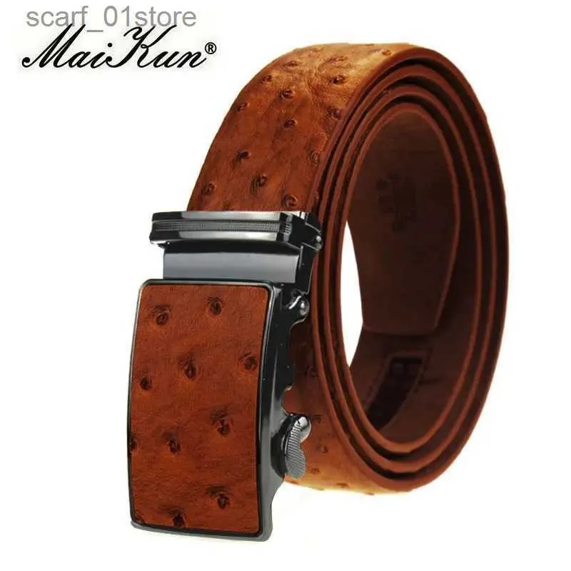 Gürtel Maikun Luxus Ledergürtel für Männer Original Design Straußenkorn Automatische Schnalle Gürtel Ceinture Homme Cinto Masculino L231117