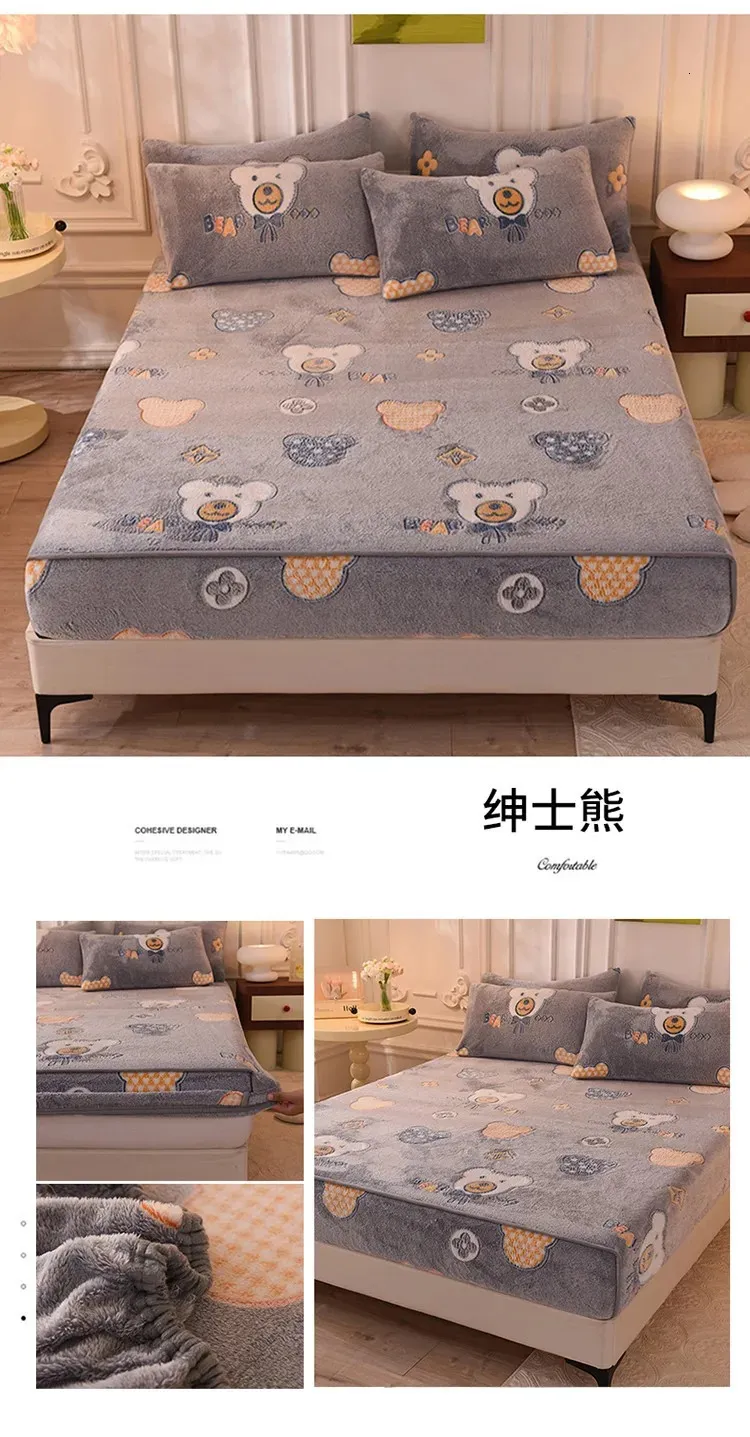 Snowflake Velvet Cartoon Soft Diwan Cot Bed Sheets Thickened Single Bed Hat  With Milk Coral Cover For Autumn And Winter 231116 From Diao10, $23.77