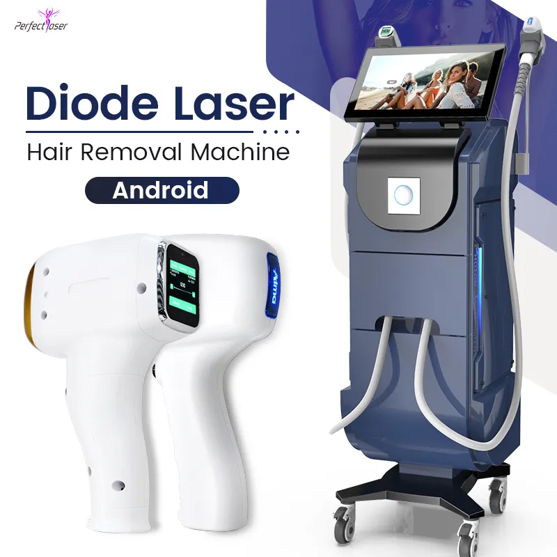 Hög effekt trippelvåglängd Permanent Diode Laser Alexandrite Hårborttagningsmaskin med Android -system