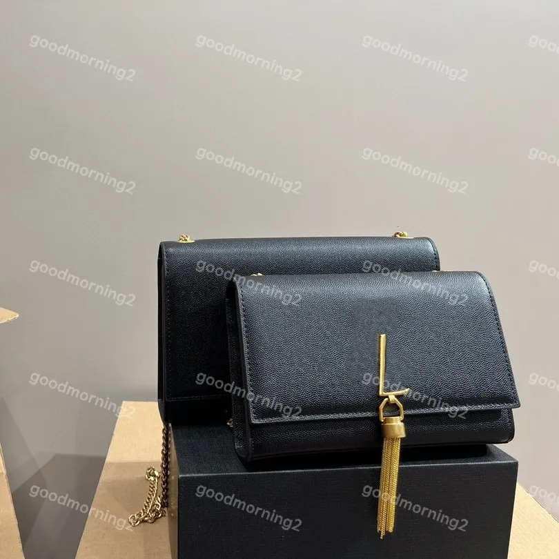 2023 Дизайнерские пакеты на плечо Kate Woc Chep Swork 2 Size Fashion Women Cross Body Luxury Cleses Gold Silver Black Metal Letter Letter Chame