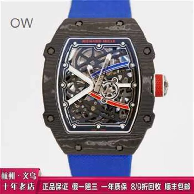 Relógio Mecânico Automático Swiss Richardmill Relógios de Pulso Movimento Relógios RM6702 Azul NTPT Fibra de Carbono Titânio Metal Dial Máquinas Automáticas World Fam WN11T