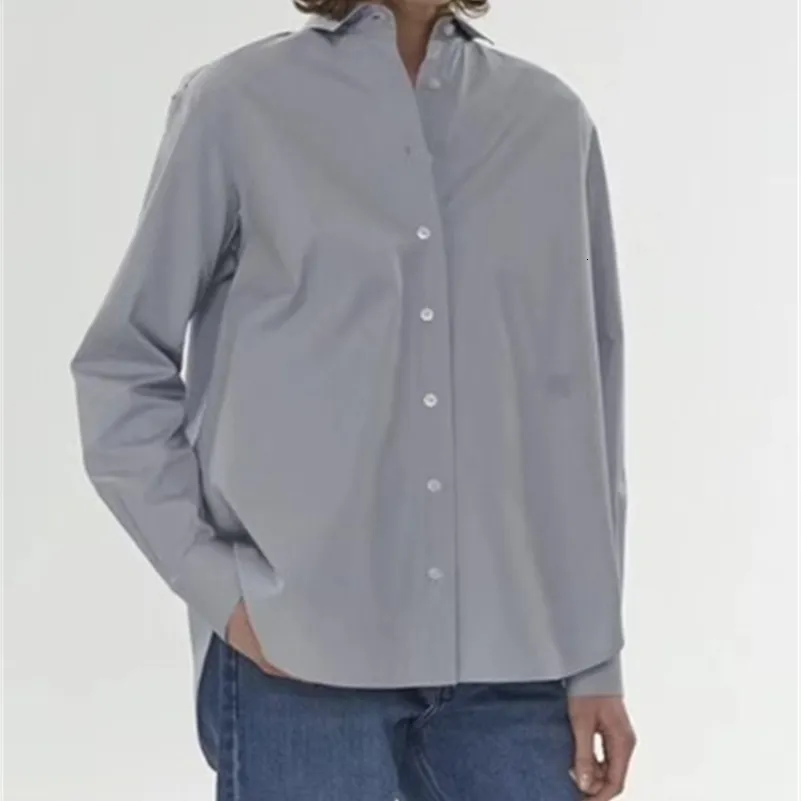 Blouzen voor dames shirts klassiek vriendje dames blouse silhouet shirt shirt kraag tops geborduurd lange mouwen knopen manchetten casual losblouse 230417