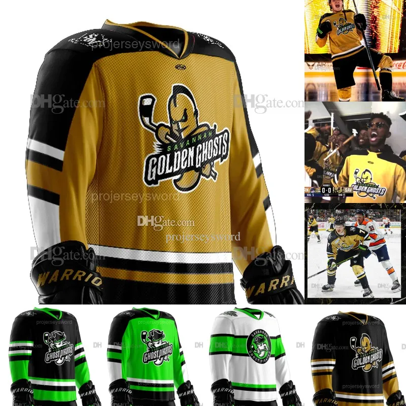 Anpassad Savannah Ghost Pirates Hockey Jersey - Personlig Golden Ghosts Team Gear