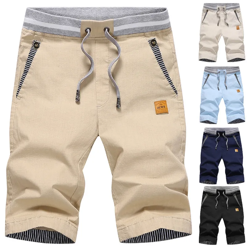 Cotton Men's Shorts Summer Casual Classic Drawstring Summer Beach Shorts with Elastic Waist And Pockets M-5XL