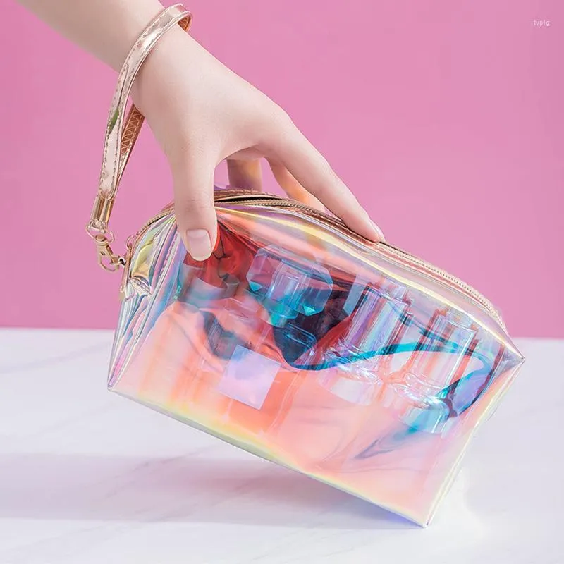 Cosmetic Bags Laser Transparent Makeup Fashion Men Women Travel Bag Toiletry Brush Lipstick Organizer Wash Make Up Box Case