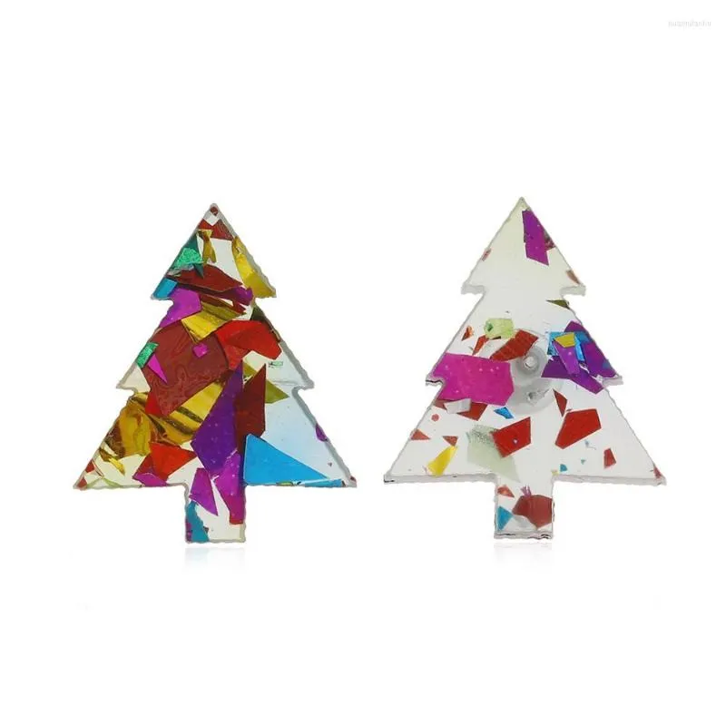 Brincos de garanhão colorido Earring de árvore de Natal de acrílico para mulheres Anos de festas de resina de moda legal Presentes de garotas