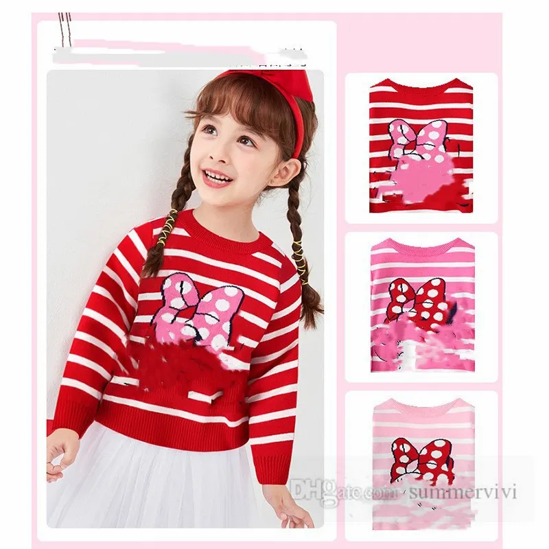 Noel Kids Striped Kükürük Külot Erkek Kızlar Polka Dotlar Yaylar Karikatür Jacquard Sweater Tops Noel Çocukları Pamuk Kıyafetleri Z5336