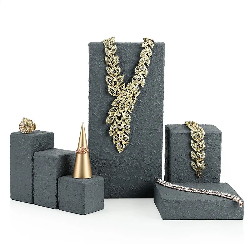 Cajas de joyería de yeso, tablero de exhibición de joyería gris creativo, soporte para presentación de joyería, collar, pendientes, accesorios de exhibición en stock 231116