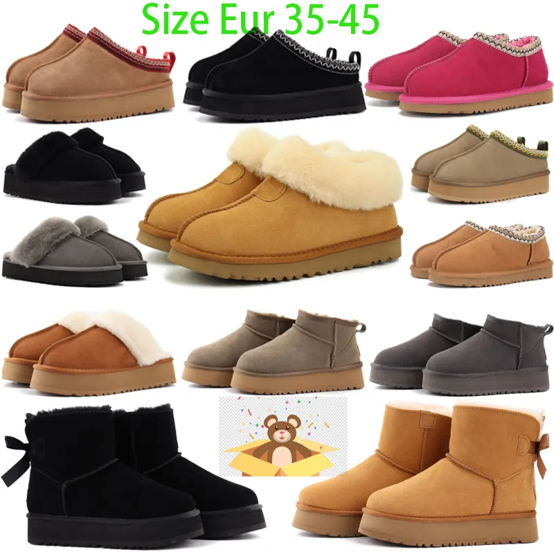 Tazz slippers vrouwen tasman bont slides enkel australië snowboots klassieke mosterdzaad ultra mini platform laars Disquette schoenen Heren Designer laarsjes Gratis verzending