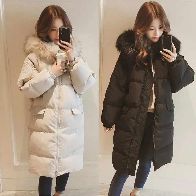 Doudoune femme mi-longue veste matelassée en coton 2023 manteau hiver coréen sport élégant fourrure à capuche Parker Parkas