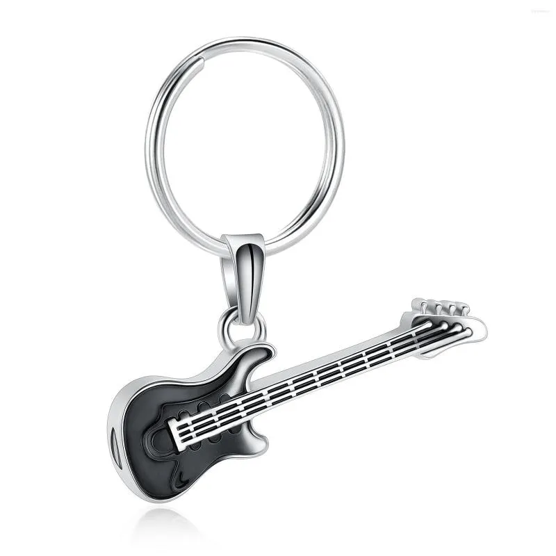 Schlüsselanhänger Hip Hop Gitarre Schlüsselanhänger Metallfarbe Schlüsselanhänger Cool Musical Car Ring Edelstahl Anhänger für Mann Frauen Party Geschenk