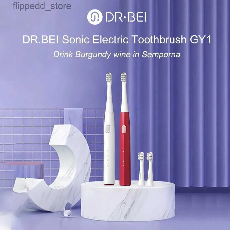 Tandenborstel Originele DR.Bei Sonic elektrische tandenborstel Y1 Oplaadbaar Waterdicht Automatische mondreiniging Tanden met 2 opzetborstels voor volwassenen Q231117